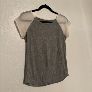 Grey with white sheer sleeves shirt